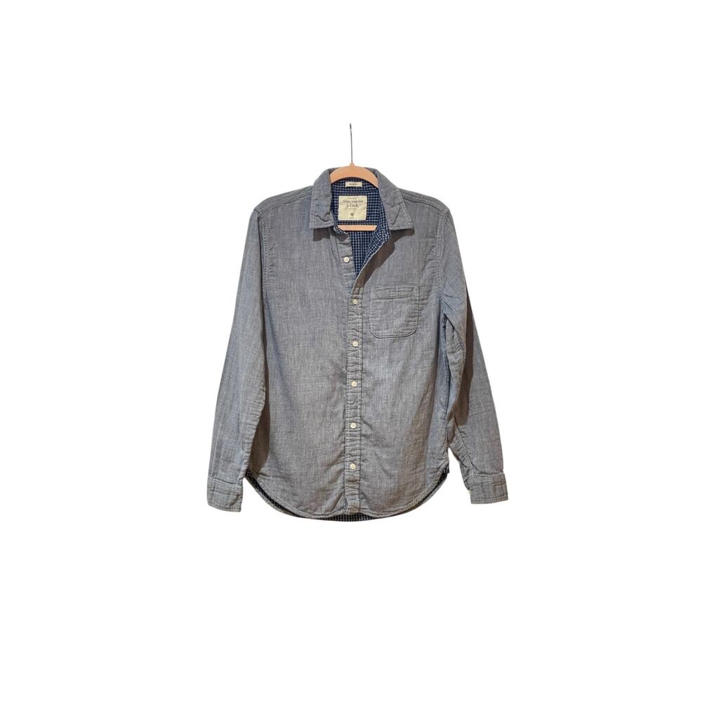 Abercrombie & Fitch Men's Long Sleeve Gray  Dress Shirt Muscle Medium